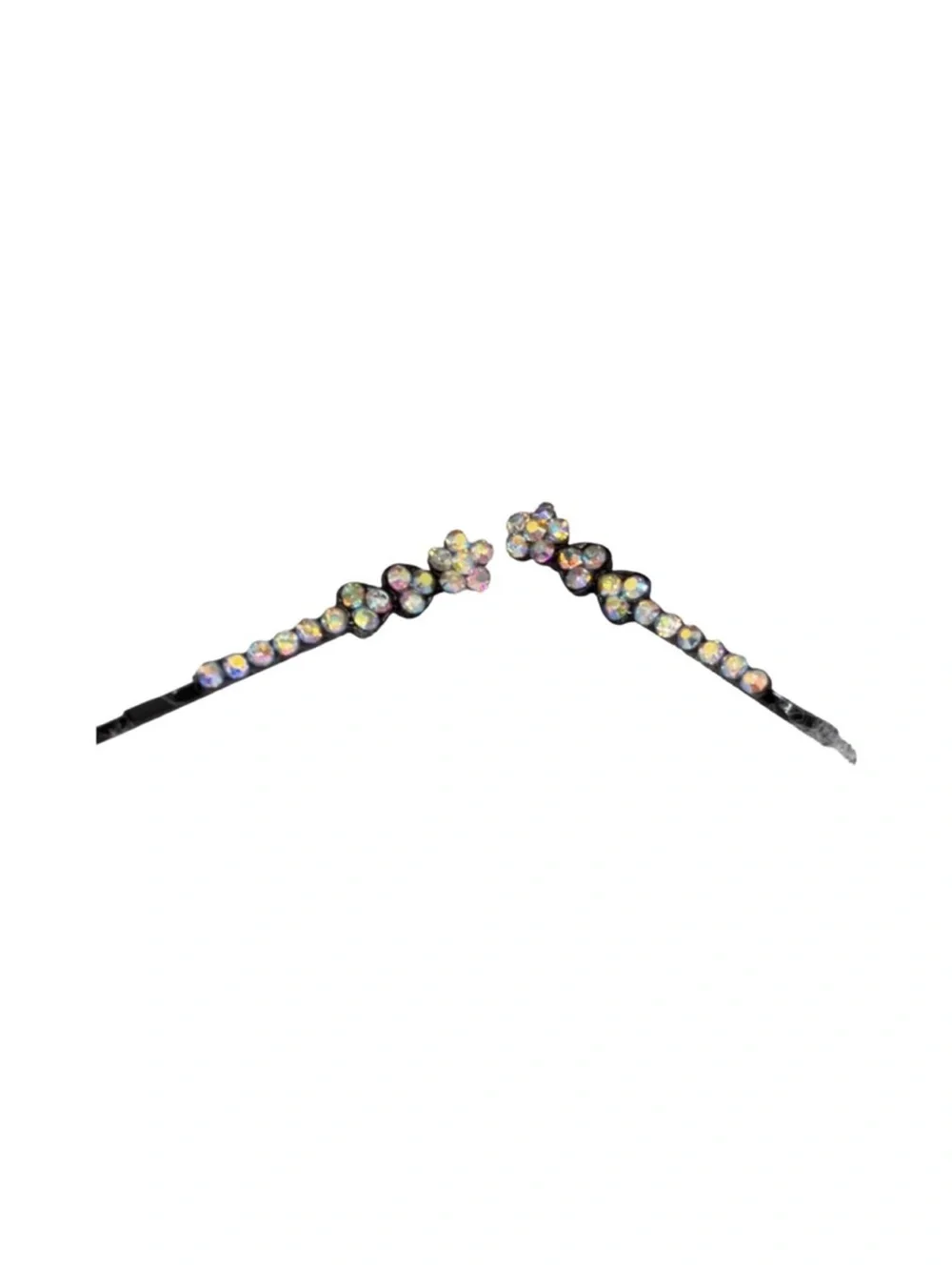 Iridescent Crystal Flower Hair Pins - Black FINAL PRICE DROP